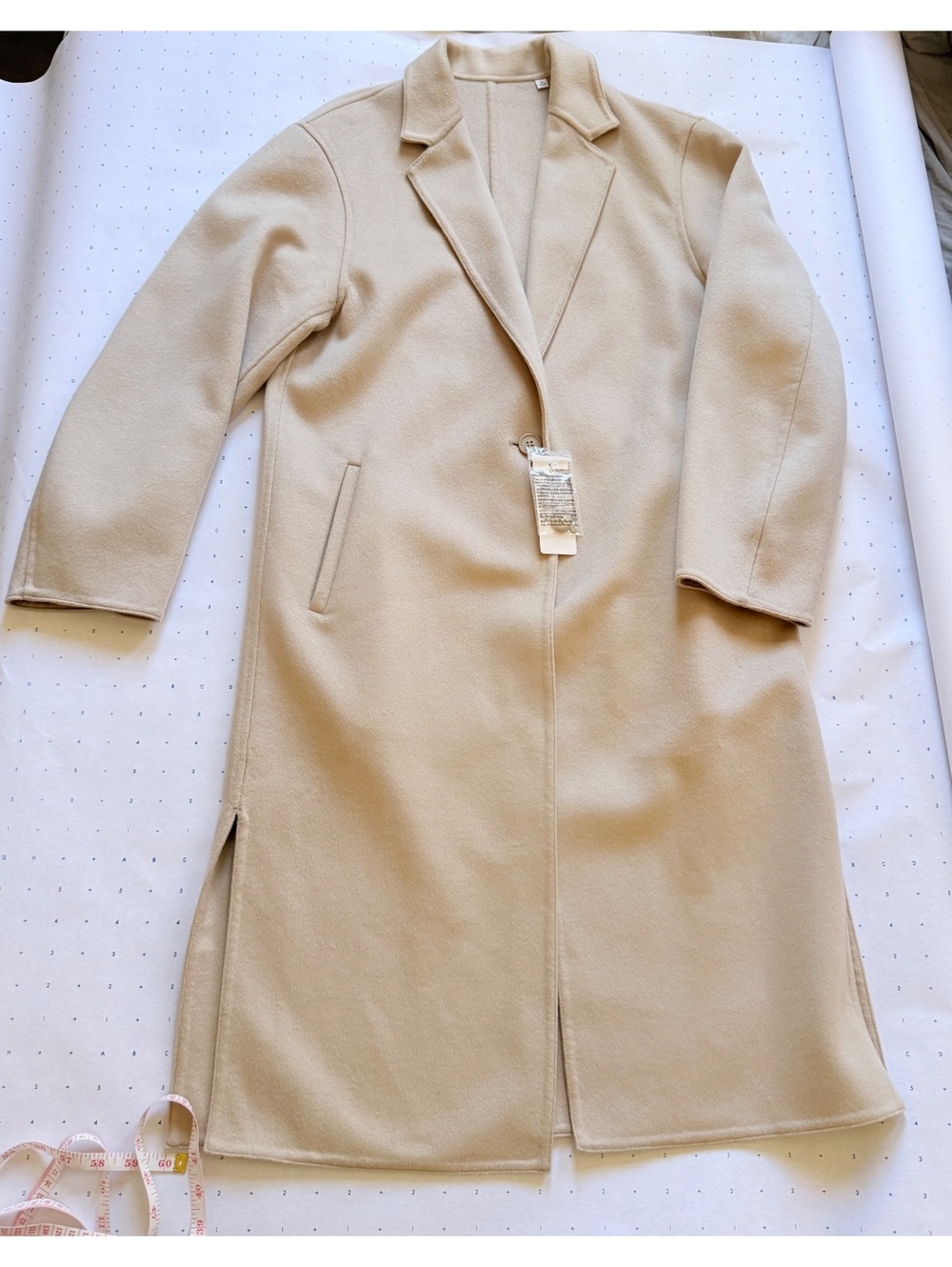 NWT Uniqlo Double Face Long Wool Blend Coat XS Natural Camel $100